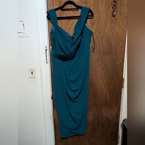 City Chic Ripple Love FF Dress In Turquoise Size 20